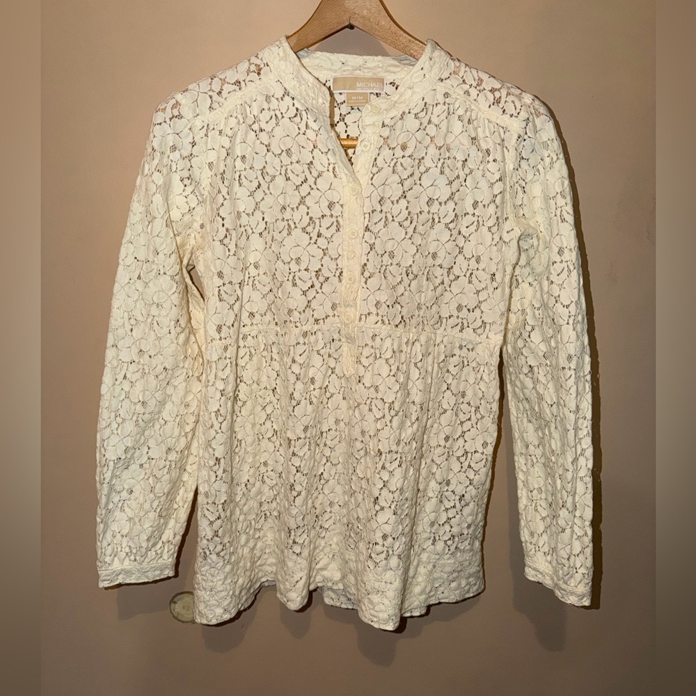 Michael Kors Women's Cream Lace Blouse
